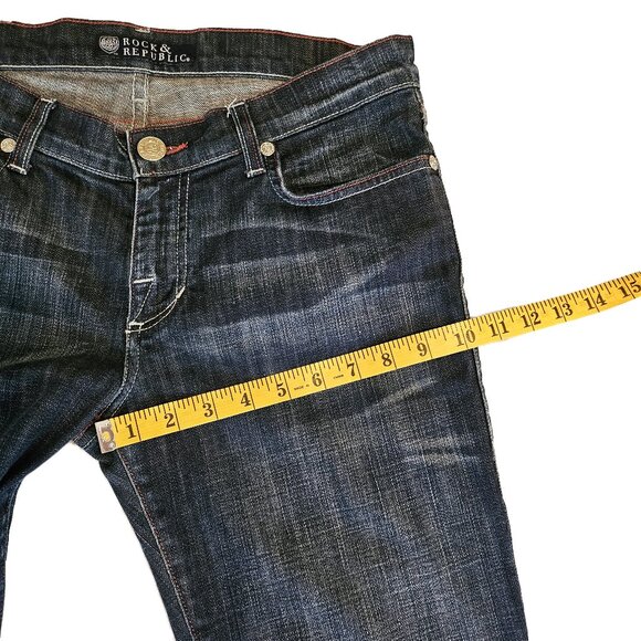 ROCK & REPUBLIC Dark Wash Kasandra Mid-Rise Boot Cut Jeans Size 30 - Picture 5 of 10